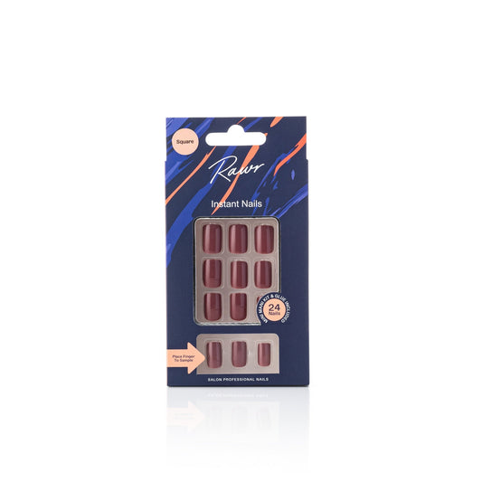 Rawr Stick On Nails Glossy Burgandy Square