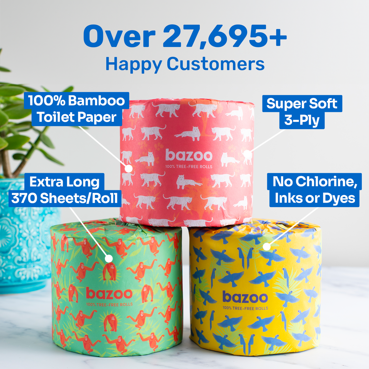 Bamboo Toilet Paper – 24 Rolls, Protected Species Range, Eco-Friendly