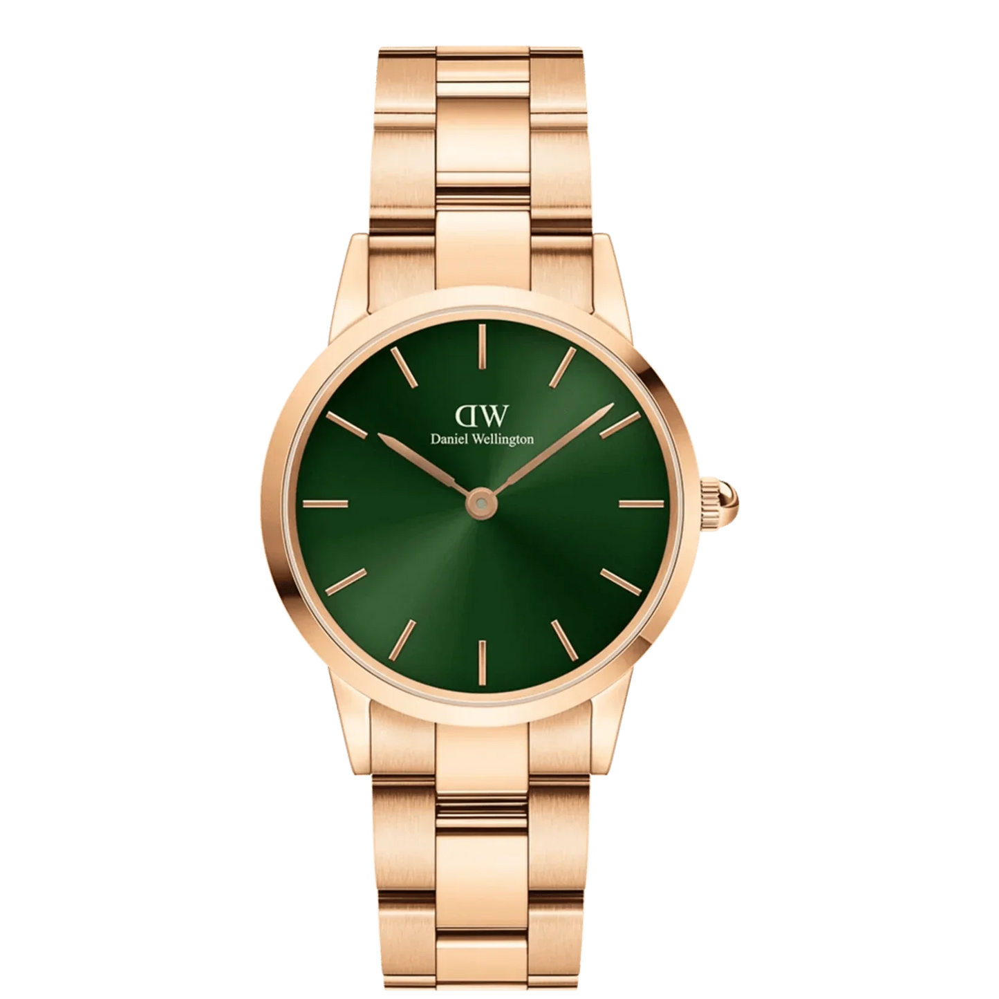 Daniel Wellington Ladies Rose Gold Iconic Link Emerald Watch Dw00100421