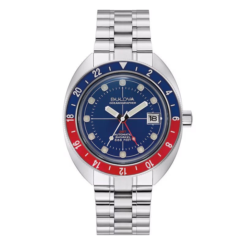 Bulova Oceanographer Automatic Mens Silver Watch 96b405