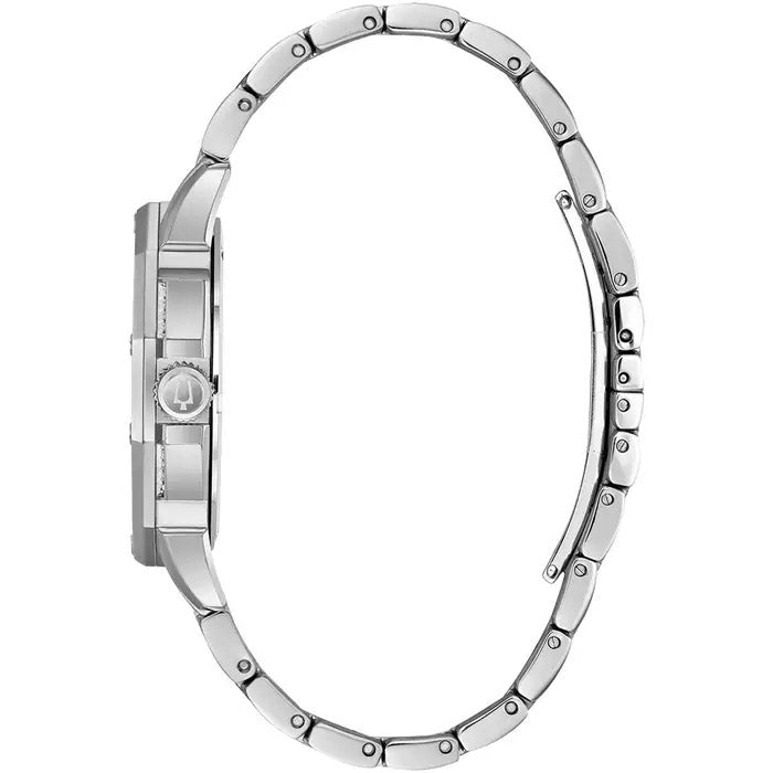 Bulova Crystal Mens Silver Watch 96c134