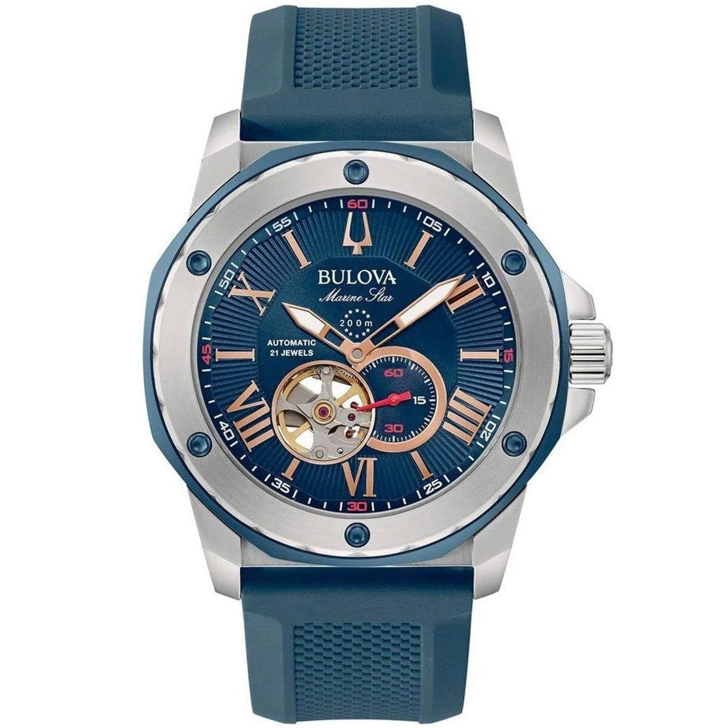 Bulova Marine Star Auto Mens Blue Watch 98a282
