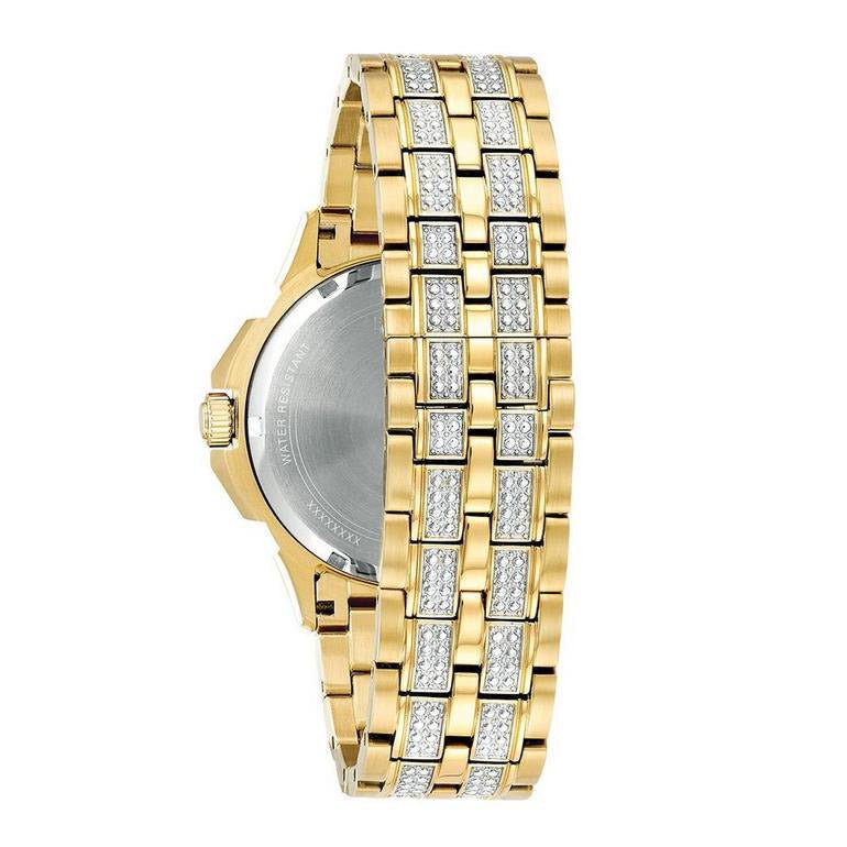 Bulova Crystal Mens Silver Watch 98c126