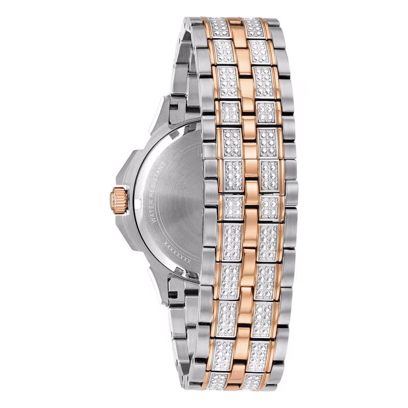 Bulova Crystal Mens Silver Watch 98c133