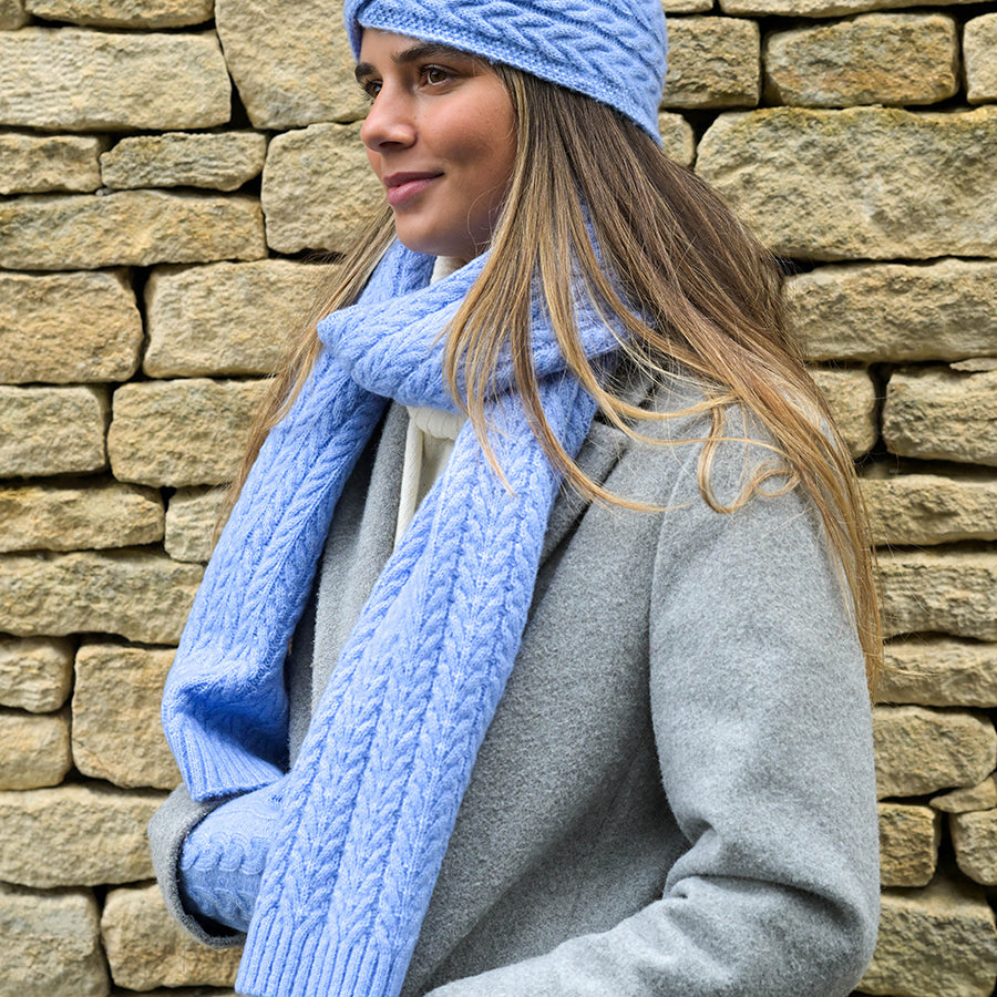 Recycled Yarn Herringbone Knit Scarf