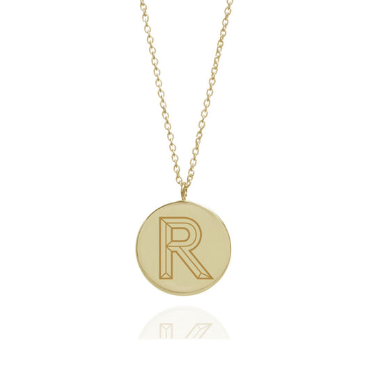 Facett Initial R Pendant - Gold