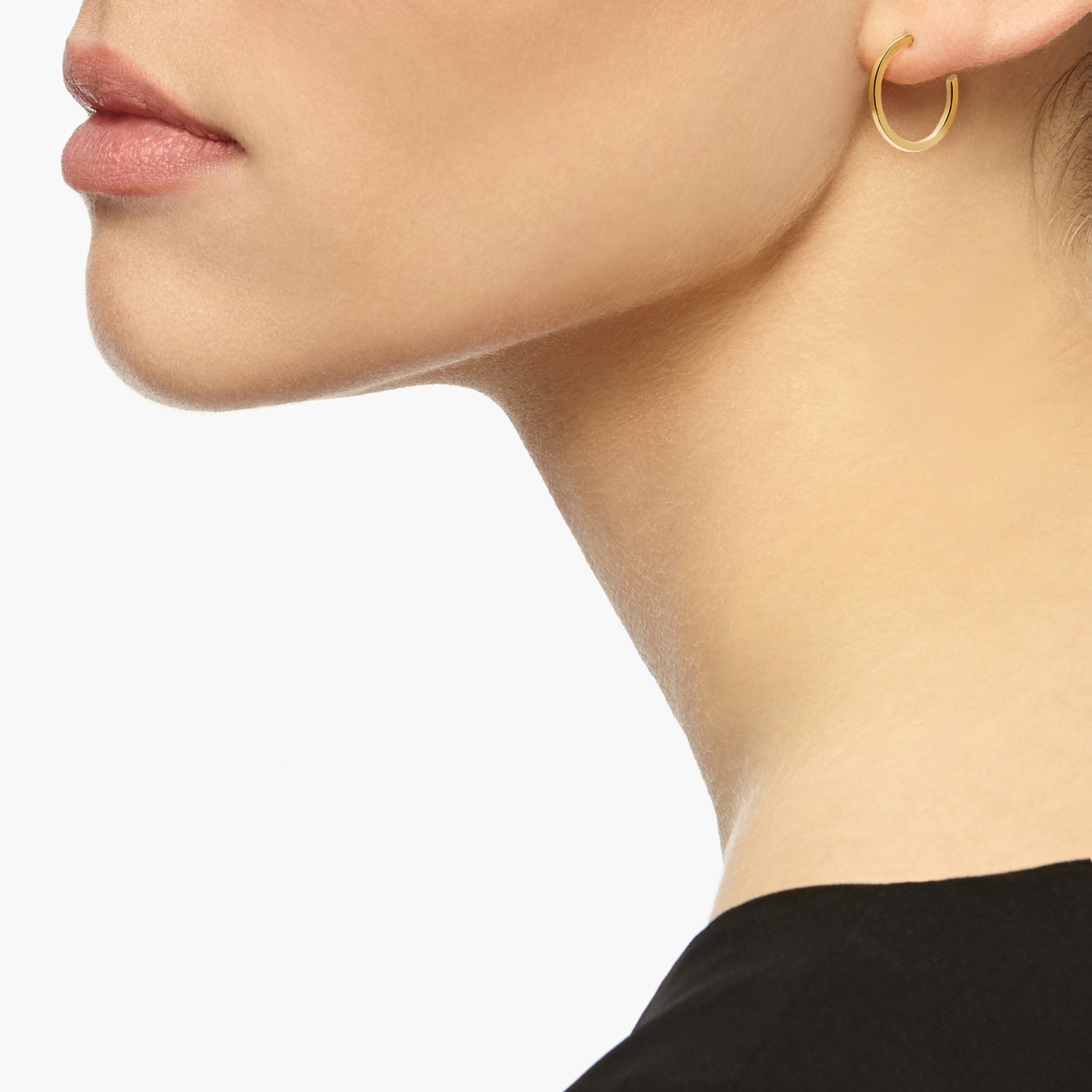 Mini Hoop Stud Earrings - Gold