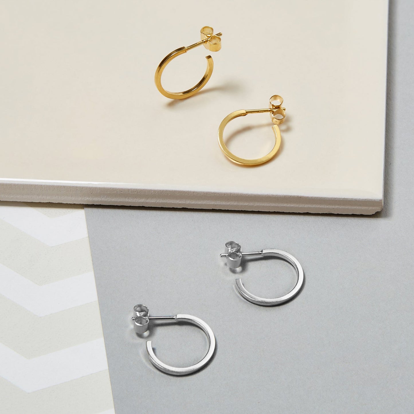 Mini Hoop Stud Earrings - Gold