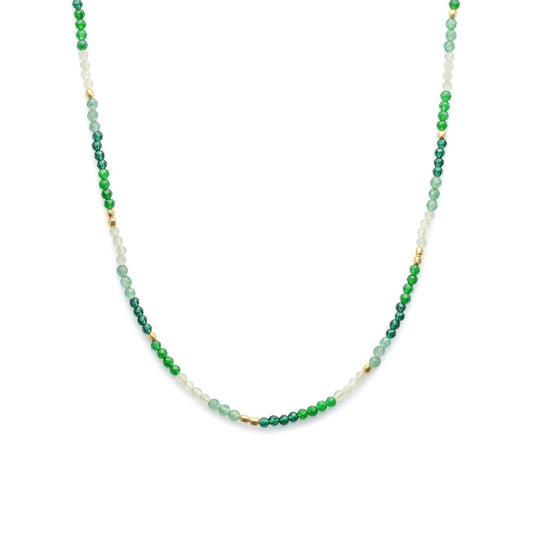 Milos Mixed Gemstone Beaded Necklace  Prehnite, Moss Agate & Green Aventurine