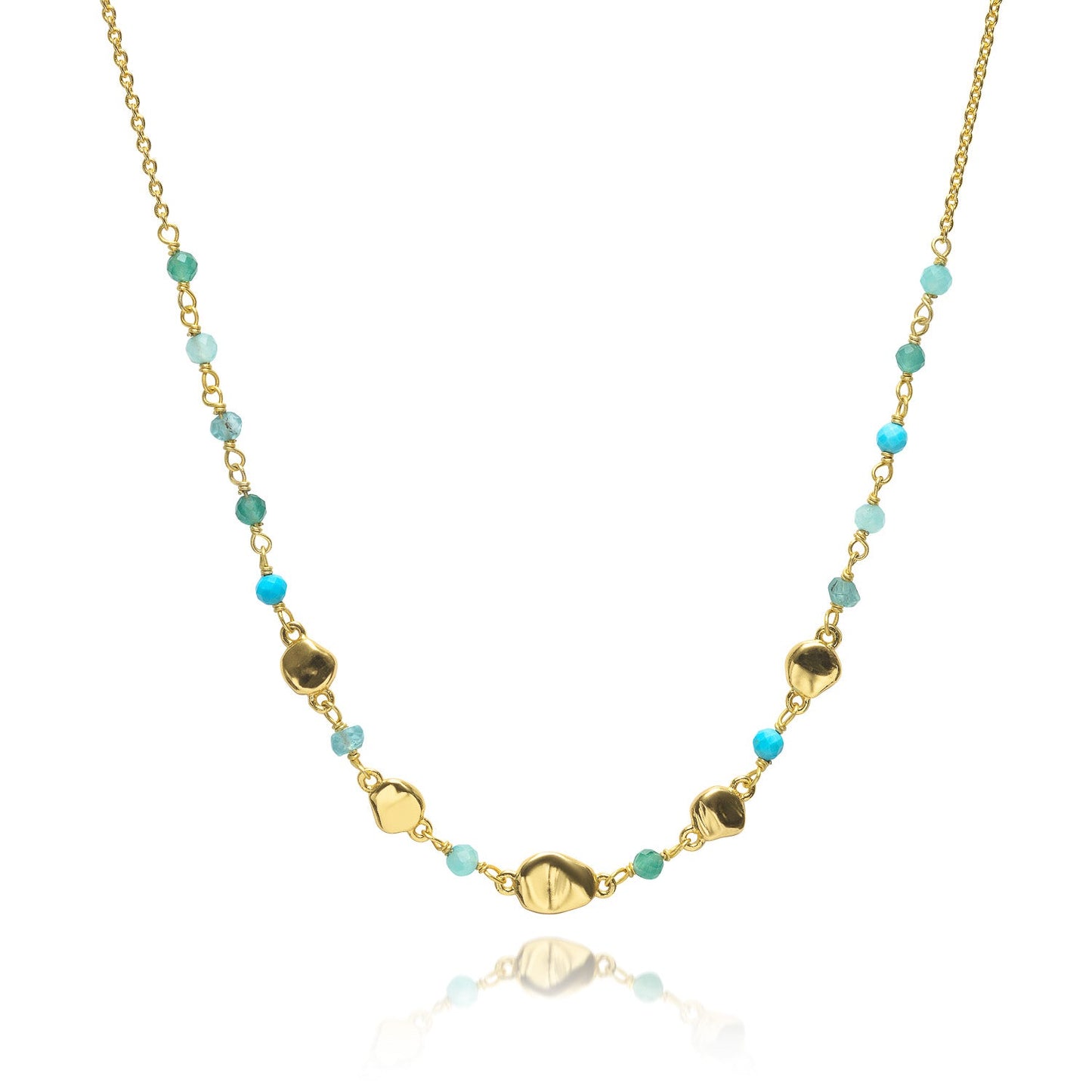 Sofia Nugget Necklace Amazonite, Apatite, Turquoise & Green White Jade