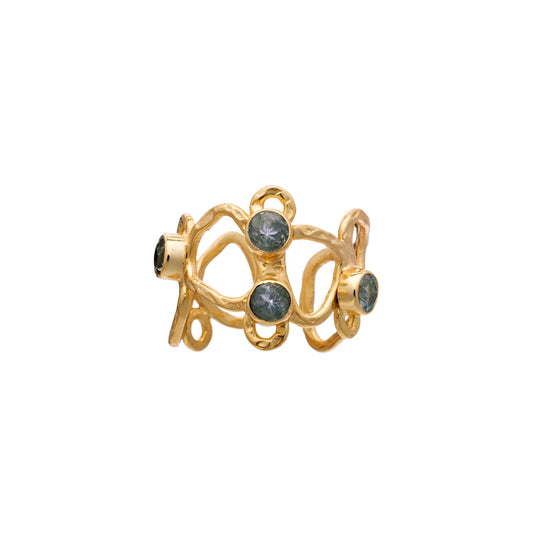 Thalia Adjustable Gemstone Ring: Labradorite