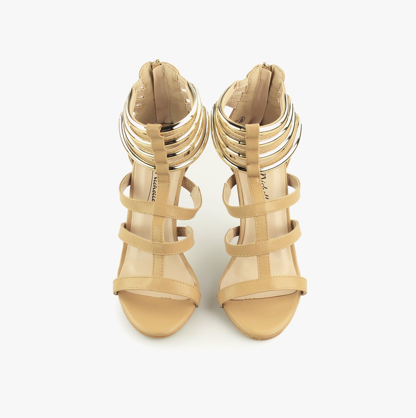 Anne Michelle JUDITH Womens Zip Up High Heel Shoes Camel
