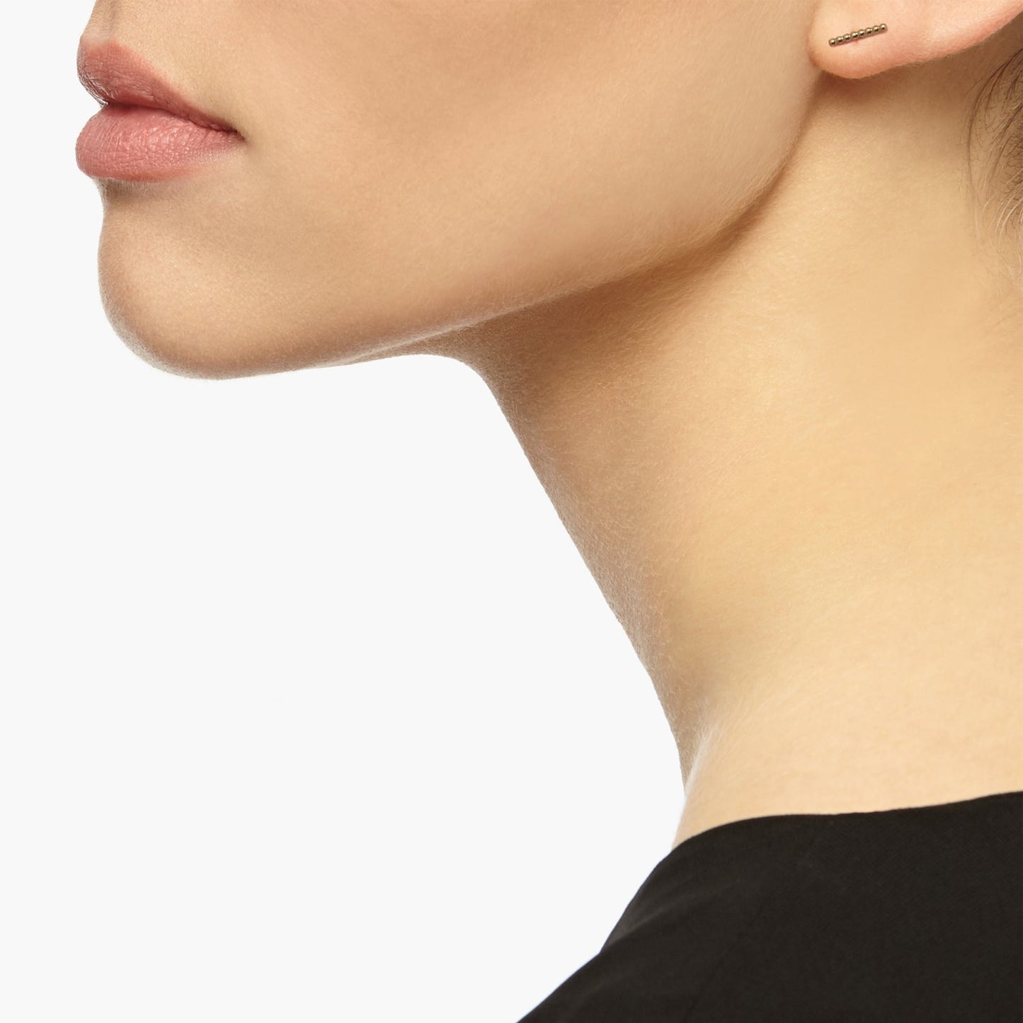 Single Sphere Bar Stud Earring - Gold