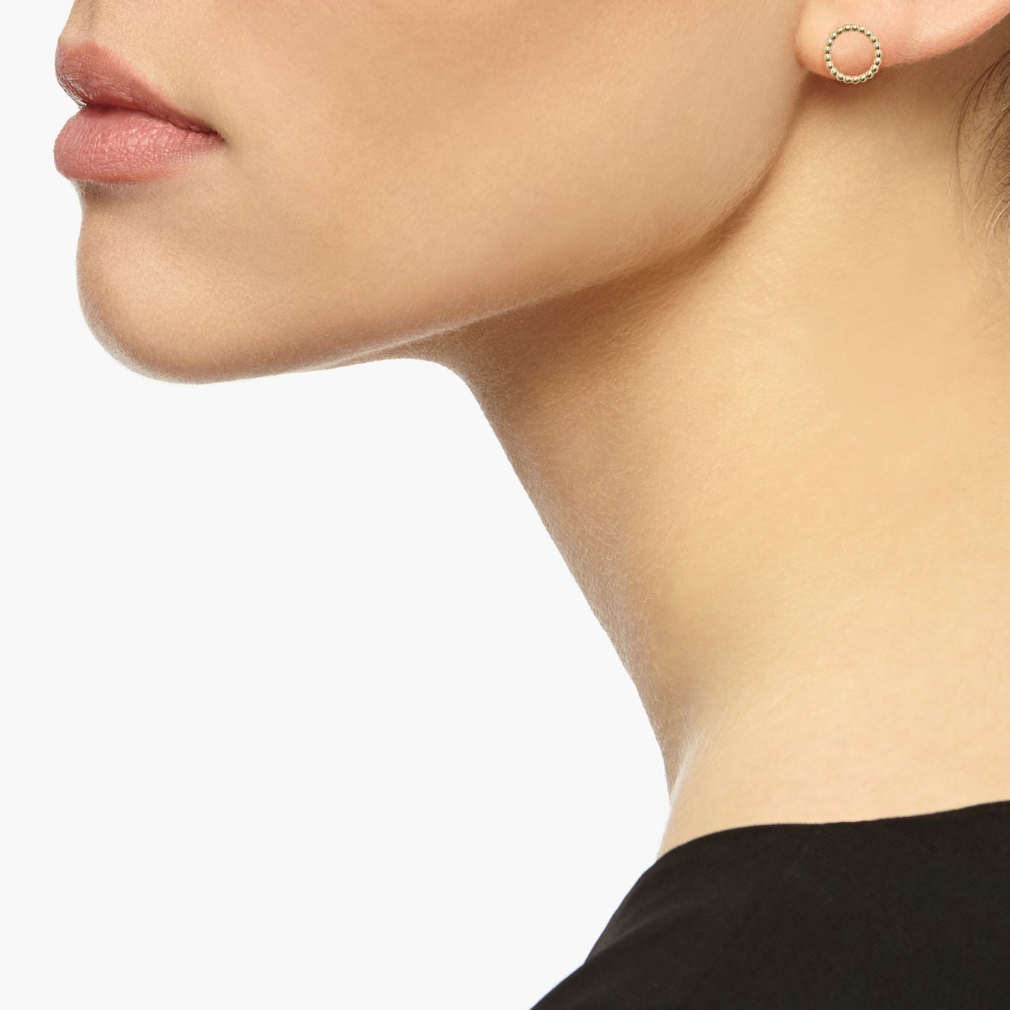 Circle Sphere Stud Earrings - Gold