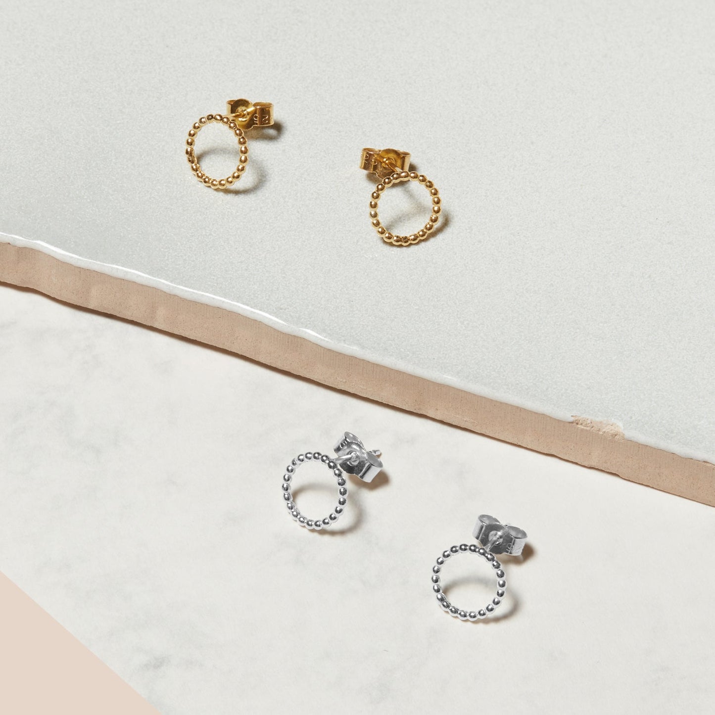 Circle Sphere Stud Earrings - Gold