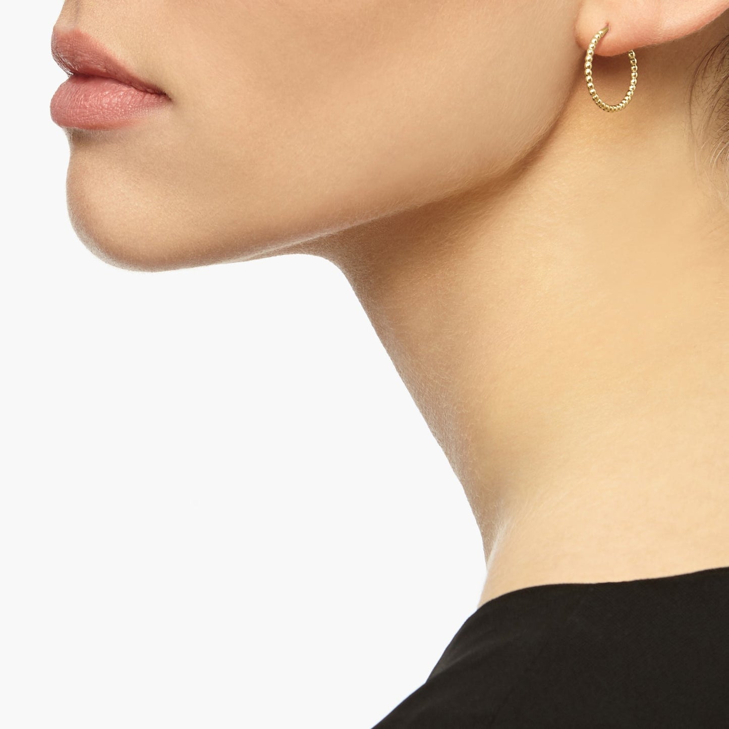 Mini Sphere Hoop Stud Earrings - Gold