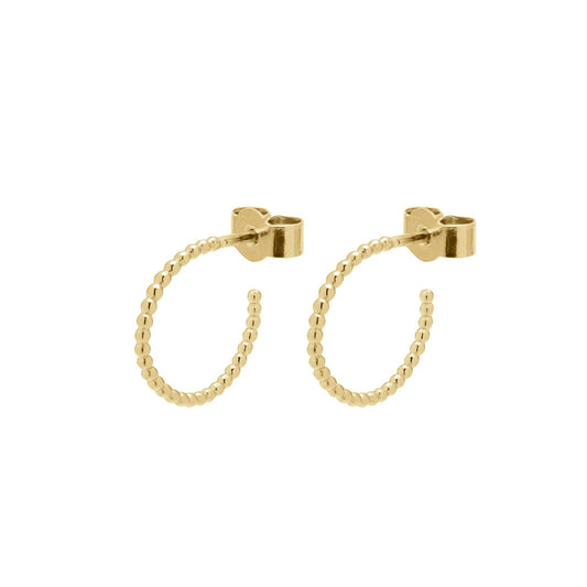 Mini Sphere Hoop Stud Earrings - Gold