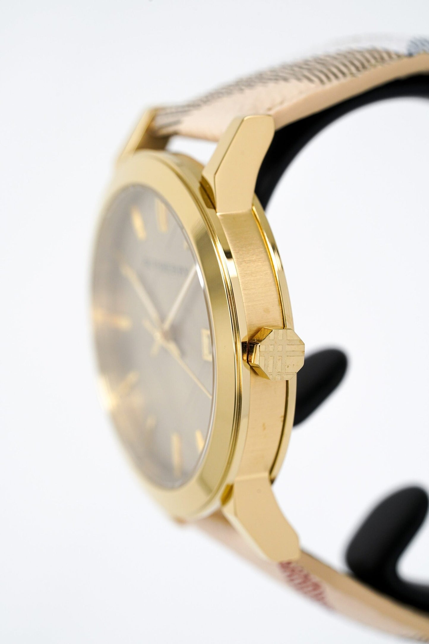 Burberry Ladies Watch The City Haymarket Check Yellow Gold Bu9026