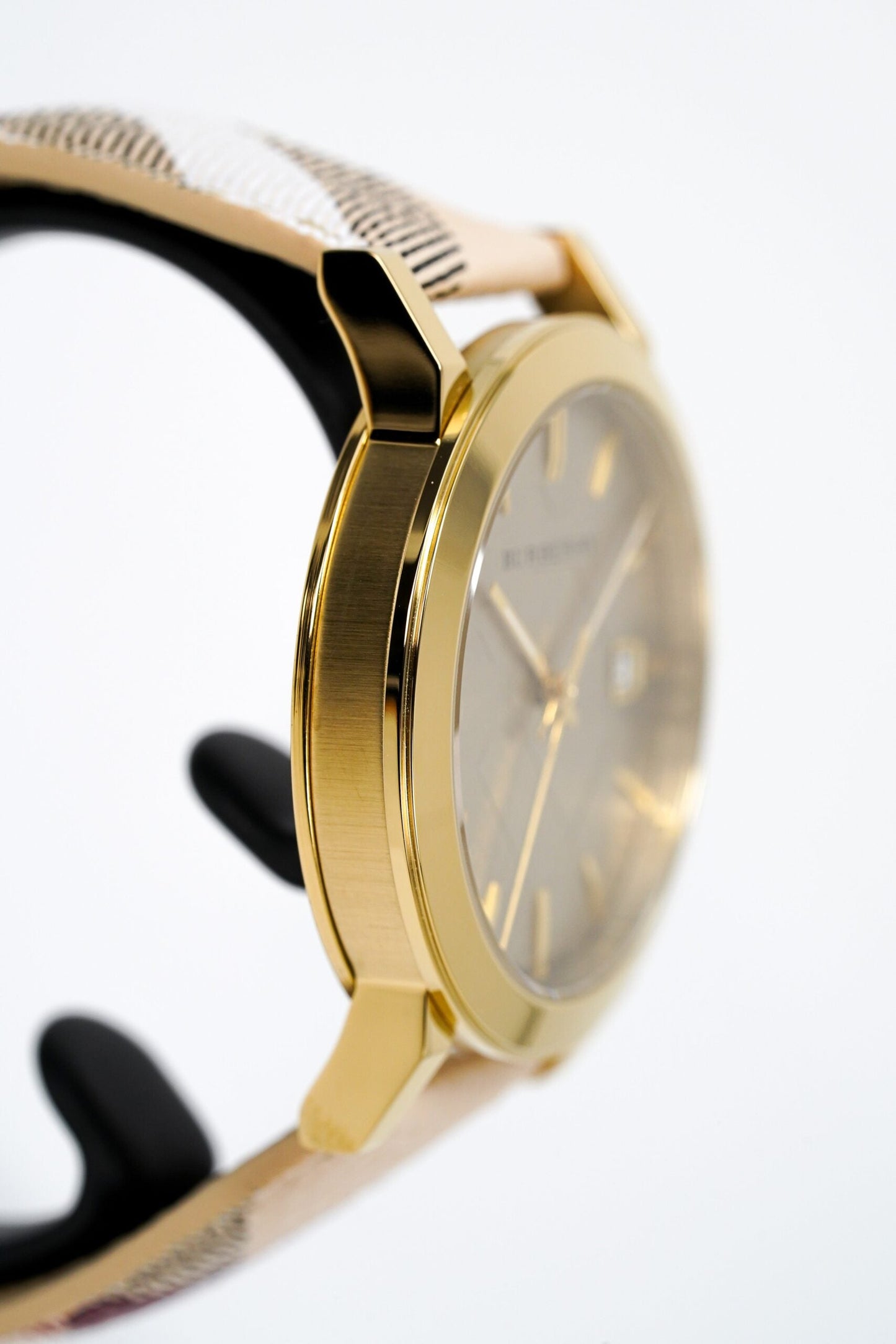 Burberry Ladies Watch The City Haymarket Check Yellow Gold Bu9026