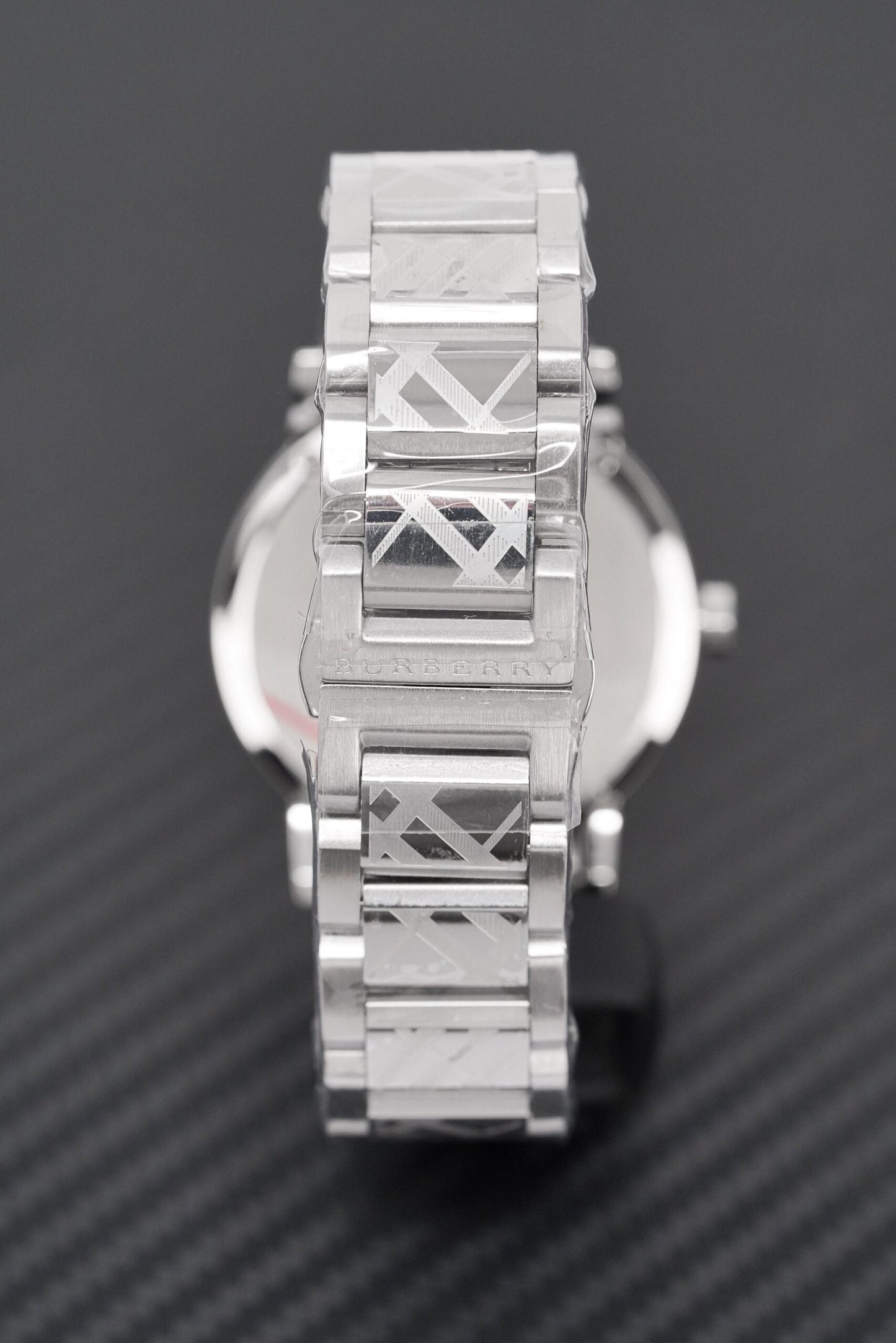 Burberry Mens Watch The City Engraved Checked Steel Bu9037