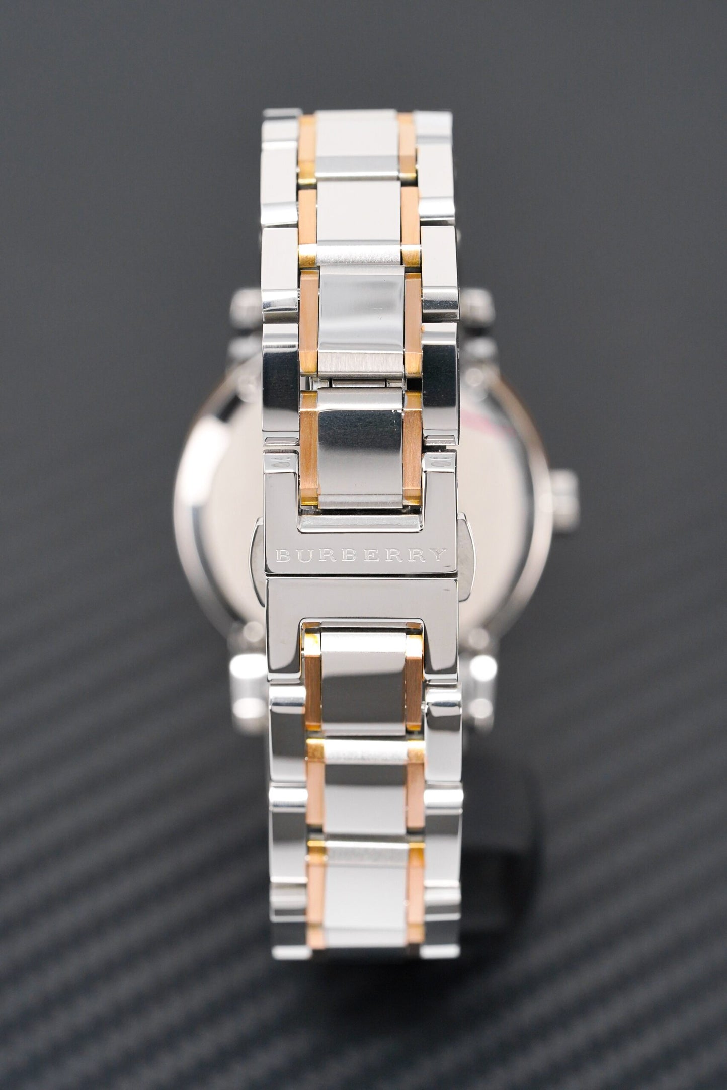 Burberry Ladies Watch Check Stamped Two Tone Bu9105