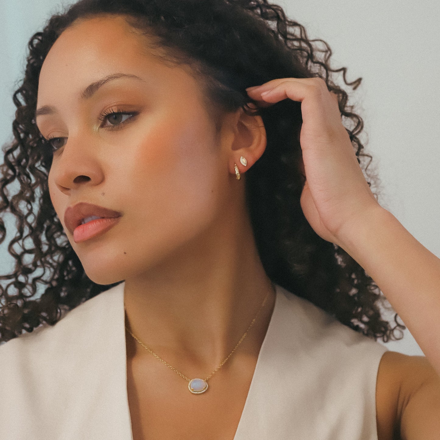 Eloise Opal Stud Earrings | 18K Gold Plated