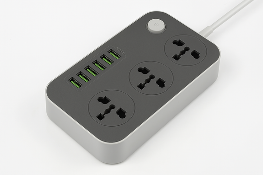UK Power Strip with 6 USB Ports & 3 Sockets | Heavy-Duty Extension Lead with Fast Charging & Safety Protection for Home Office Workspace