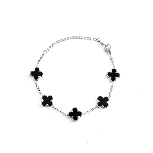Silver Clover Bracelet (Black)