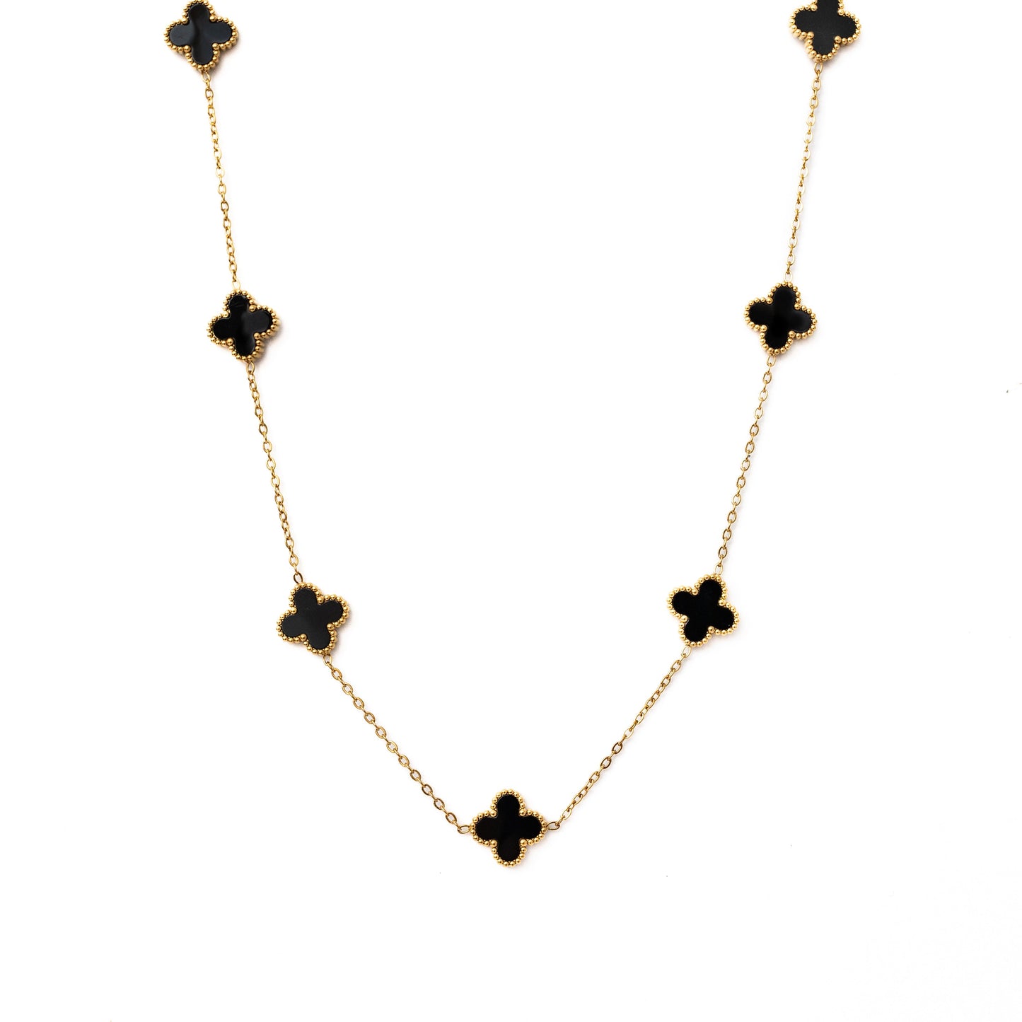 Gold Clover Necklace (Black)