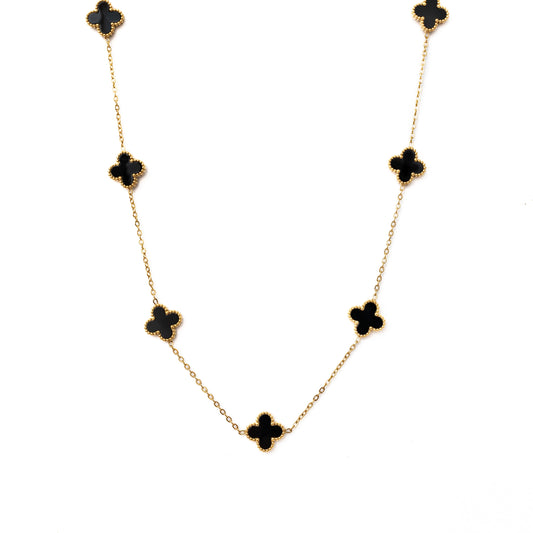 Gold Clover Necklace (Black)
