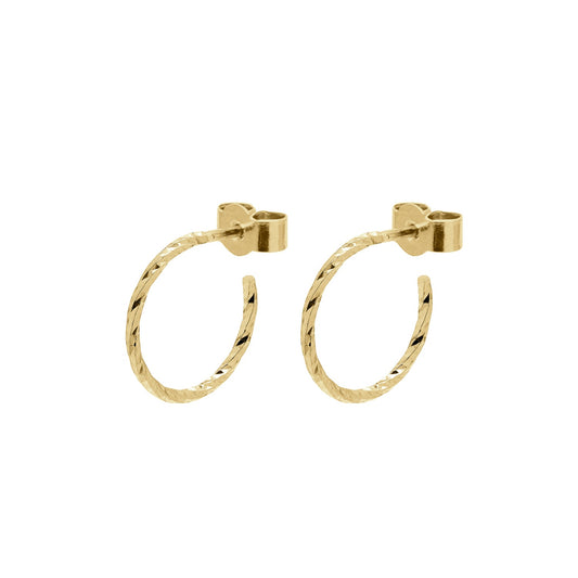 Mini Faceted Hoop Stud Earrings - Gold
