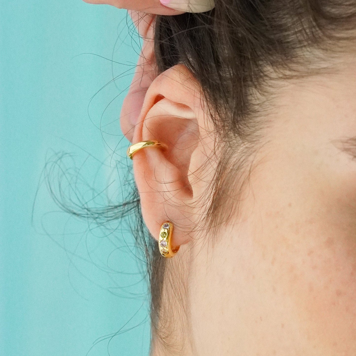 Pastel Stone Petite Hoop Earrings