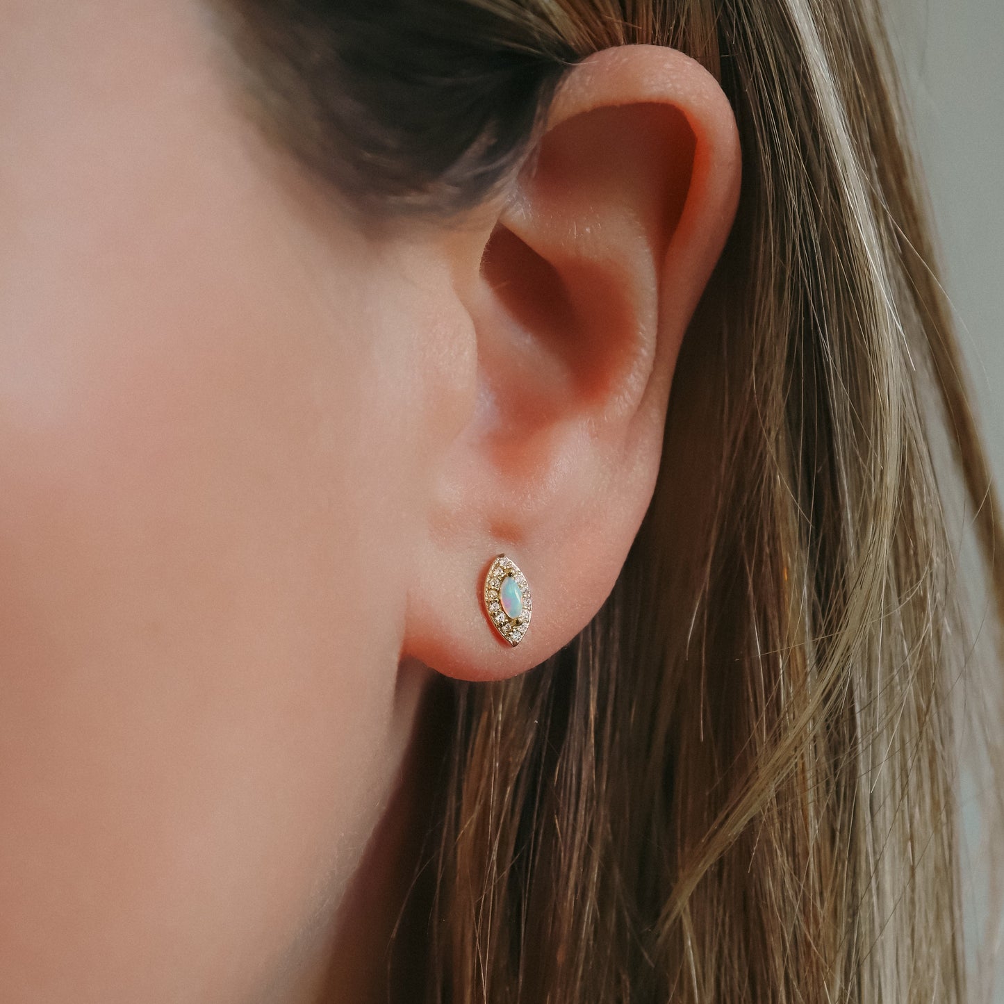 Eloise Opal Stud Earrings | 18K Gold Plated