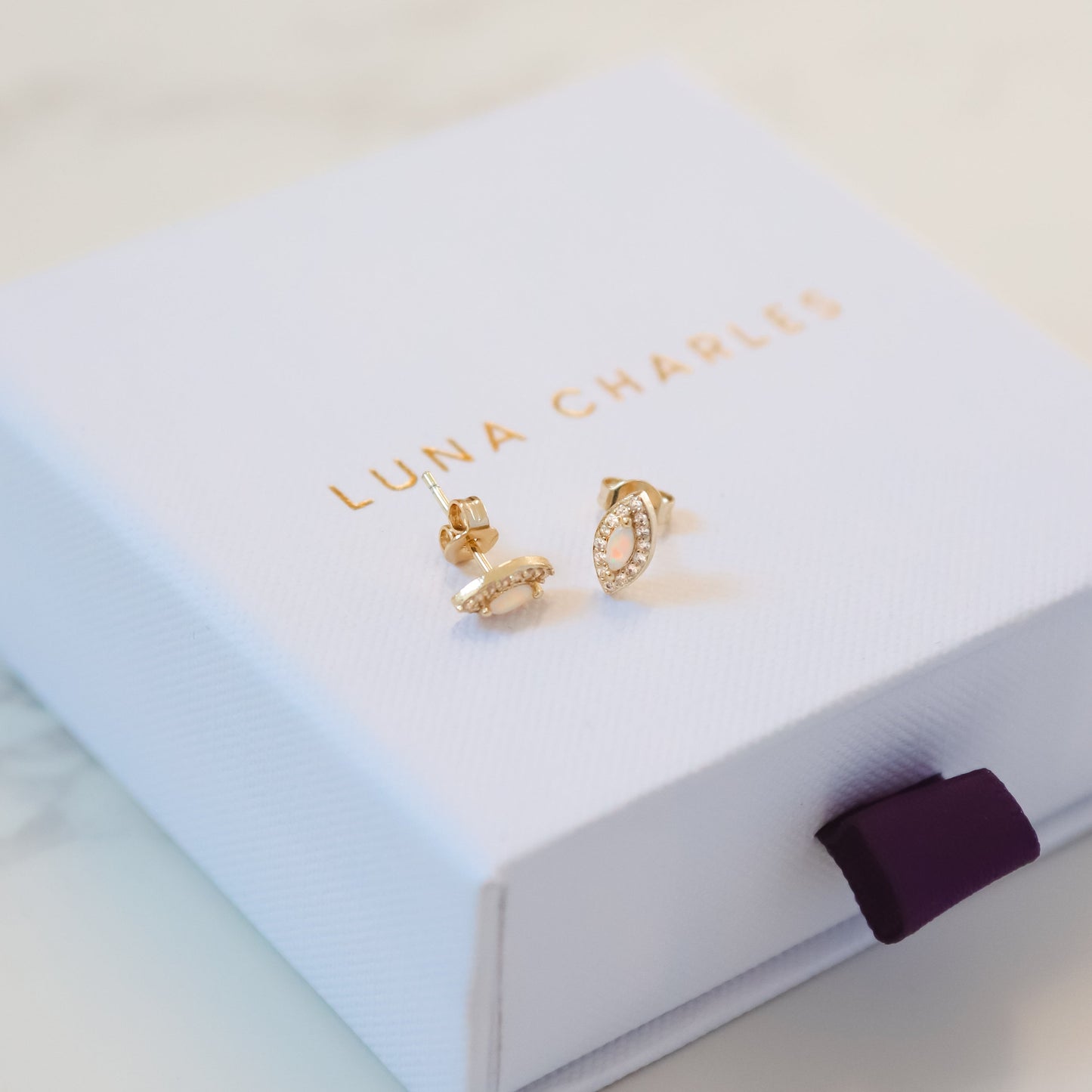 Eloise Opal Stud Earrings | 18K Gold Plated