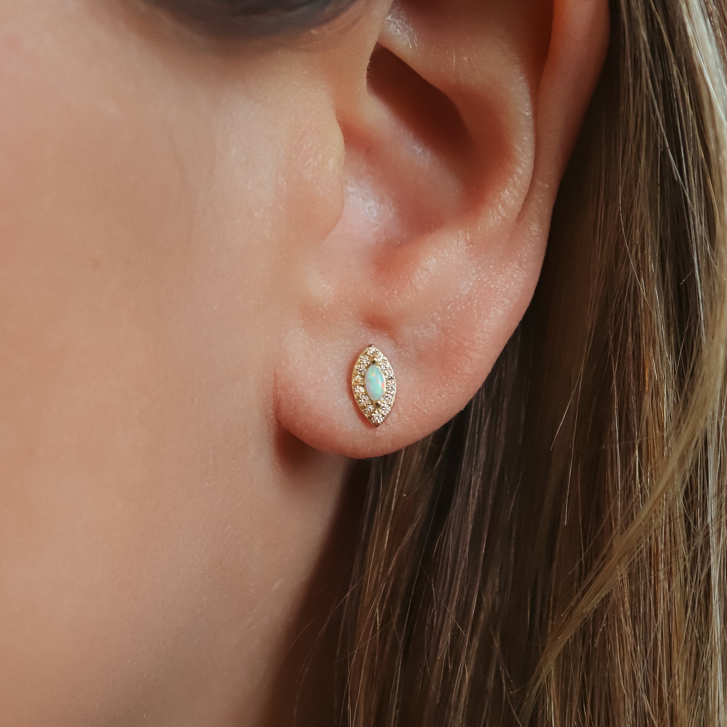 Eloise Opal Stud Earrings | 18K Gold Plated