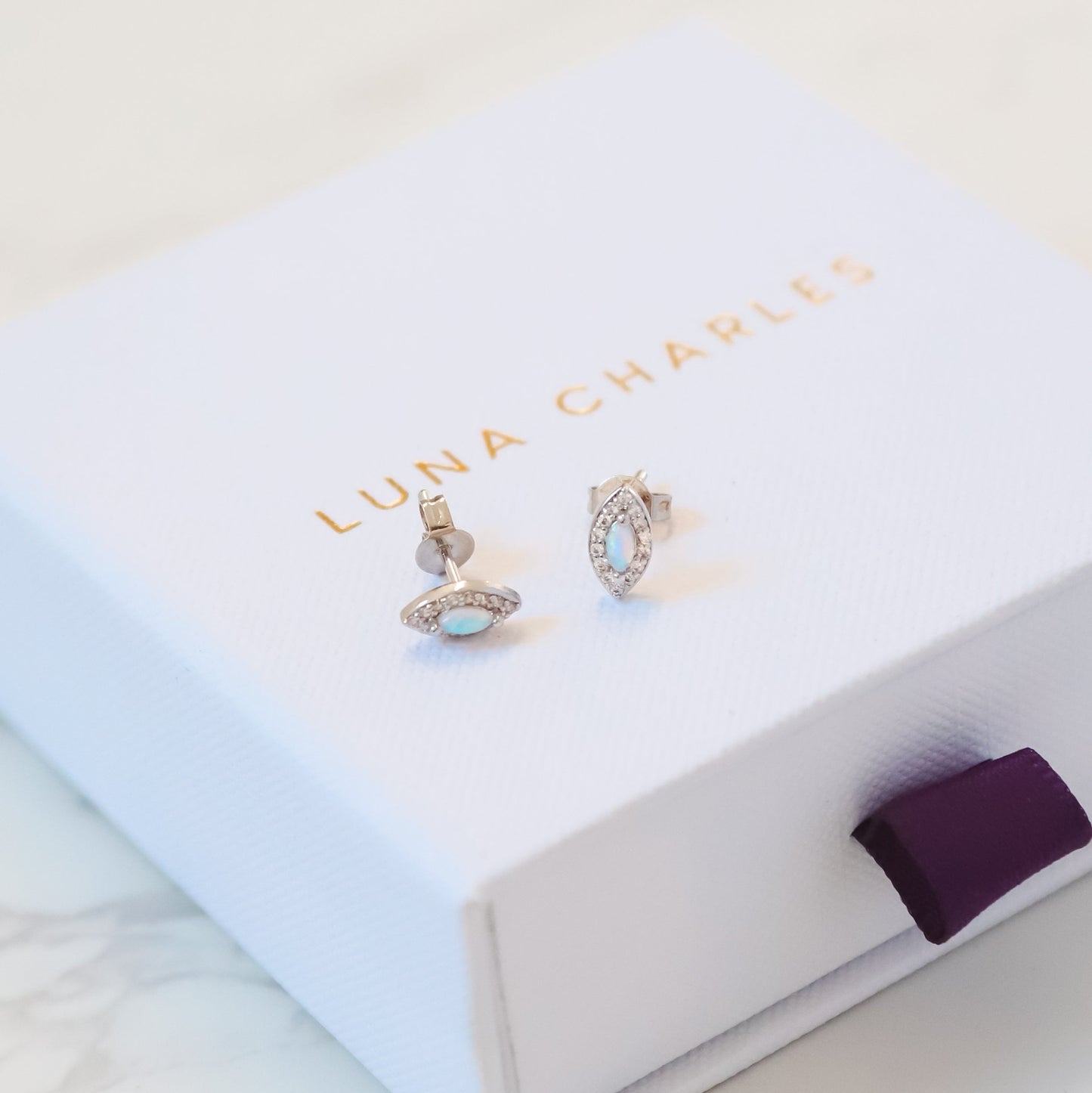 Eloise Opal Stud Earrings | 925 Silver Plated