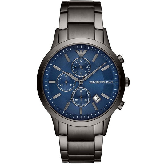 Emporio Armani Mens Watch Stainless Steel Grey Strap & Blue Dial AR11215 Renato