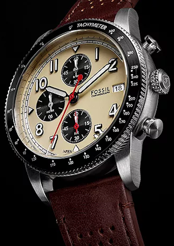 Fossil Sport Tourer Chronograph Brown Leather Strap Cream Dial Men S Watch Fs6042