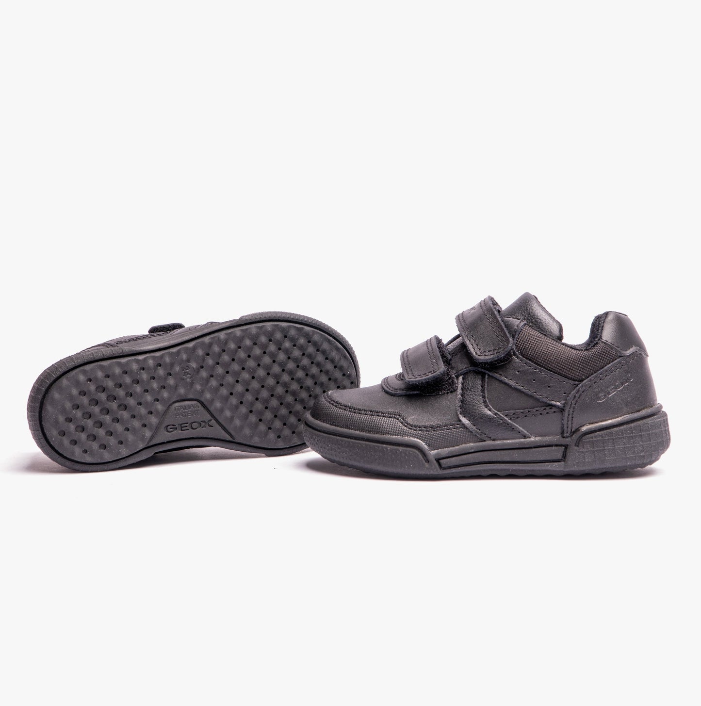 GEOX J POSEIDO BOY Kids Leather Sneakers Black