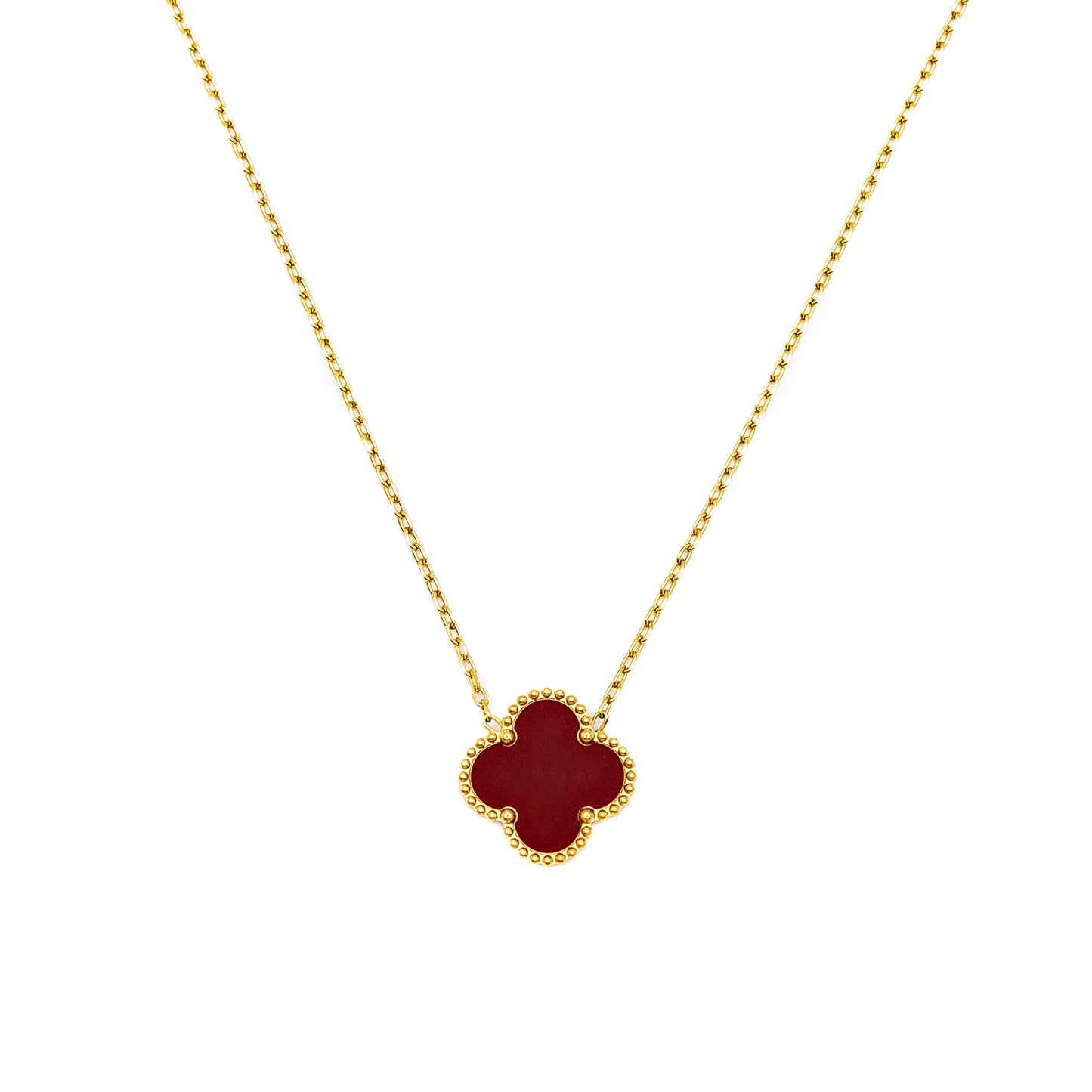 Gold Single Clover Necklace (Wine)
