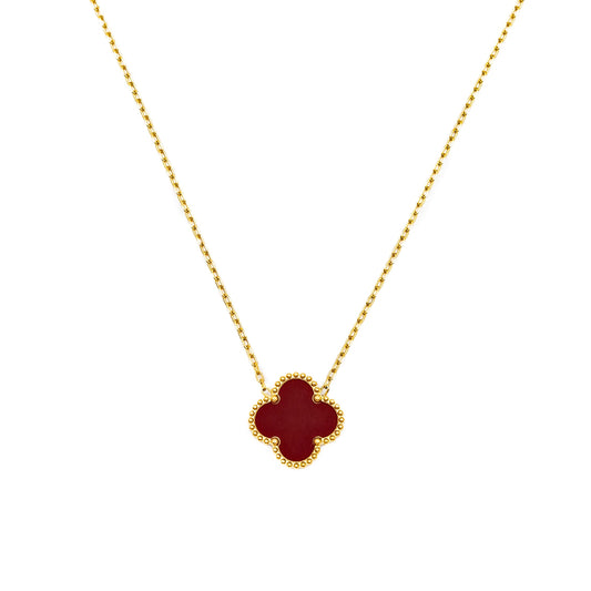 Gold Single Clover Necklace (Wine)