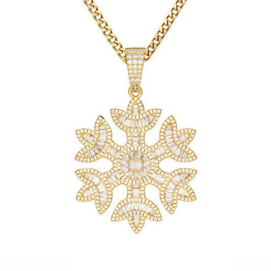Iced Snowflake Pendant (Gold)