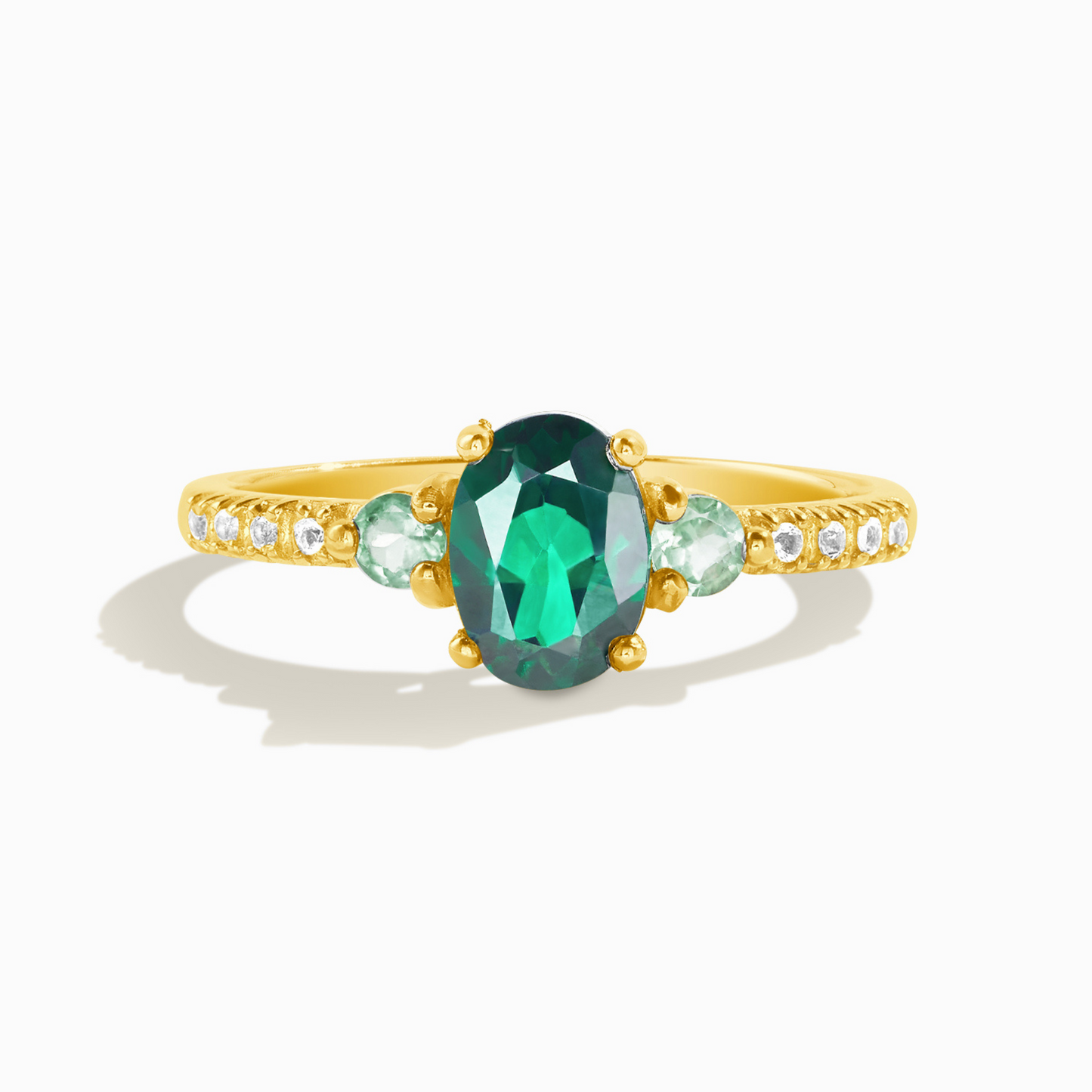 Green Topaz and Green Tourmaline Ring in 18k Gold Vermeil