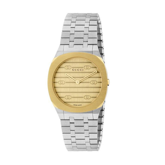 Gucci 25h 18ct Yellow Gold Plated Ladies Watch