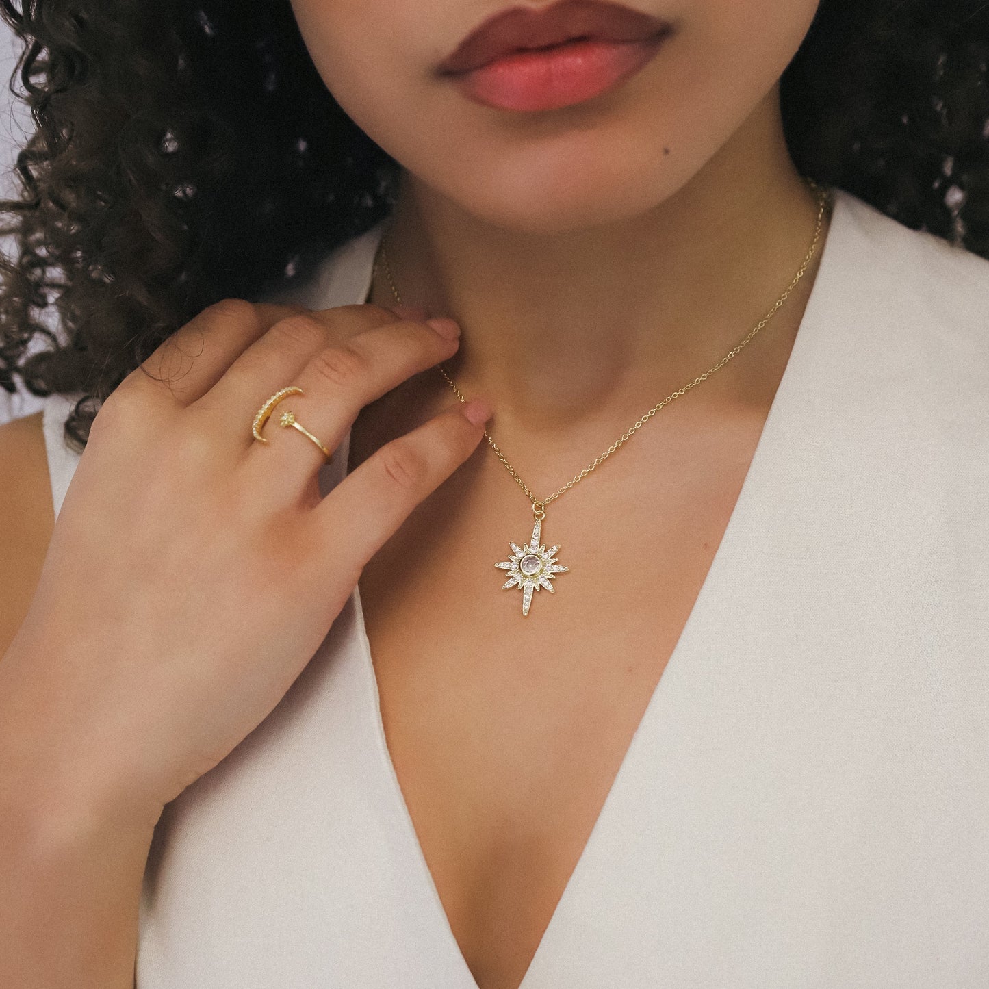Heidi North Star Birthstone Necklace | 18K Gold Plated