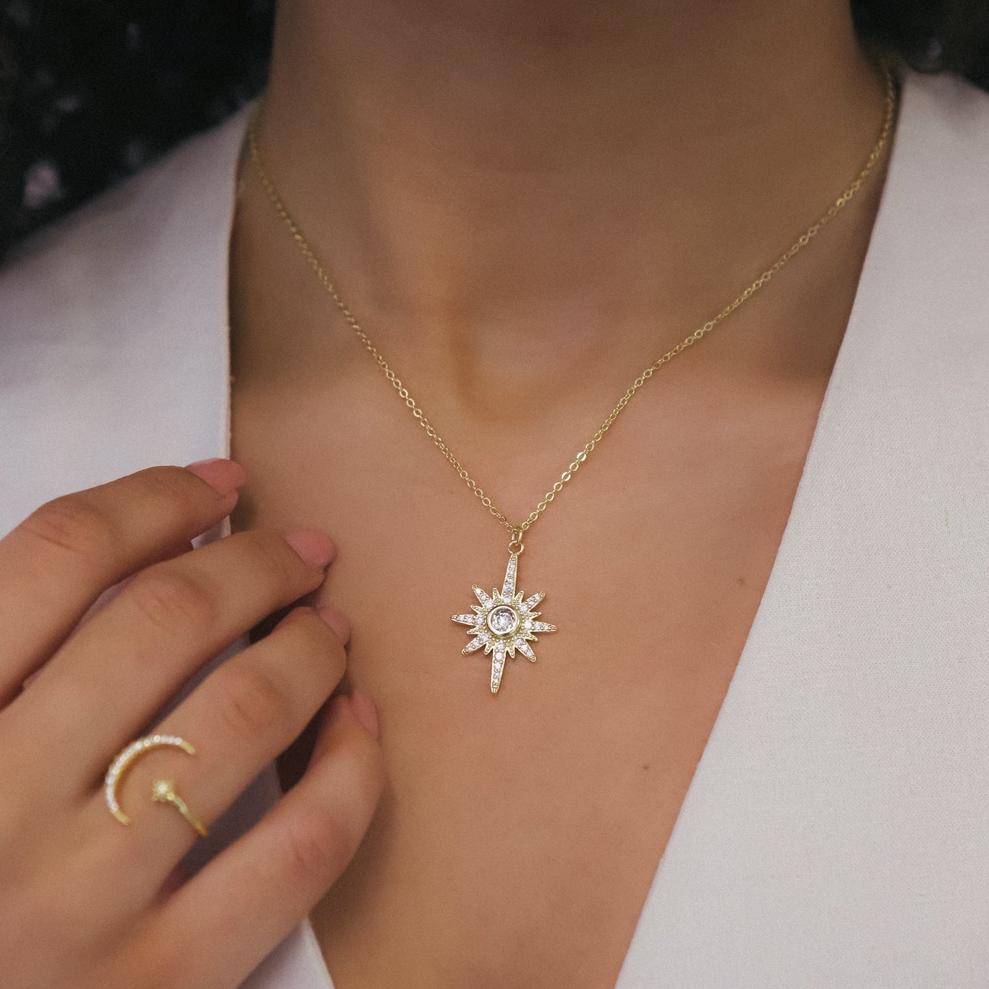 Heidi North Star Birthstone Necklace | 18K Gold Plated