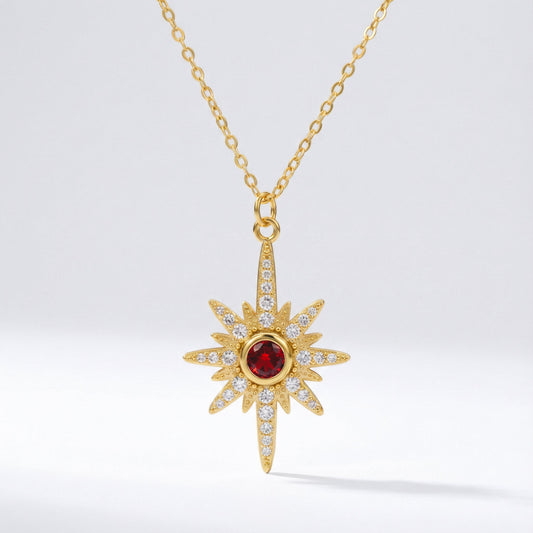 Heidi North Star Birthstone Necklace | 18K Gold Plated