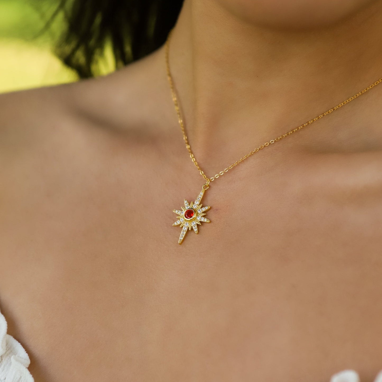 Heidi North Star Birthstone Necklace | 18K Gold Plated