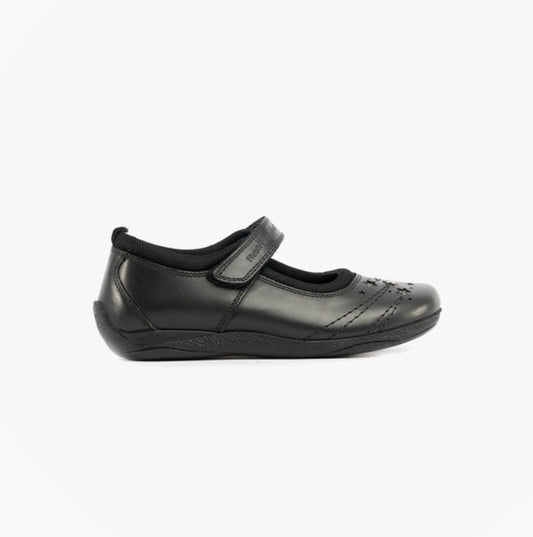 Hush Puppies AMBER JUNIOR Girls Leather School Shoes Black