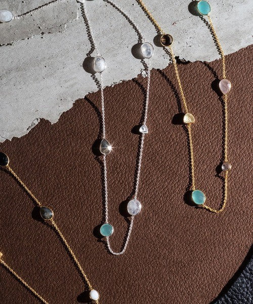 Penelope Multi-Stone Necklace Silver: Pariba Onyx, Labradorite & Moonstone